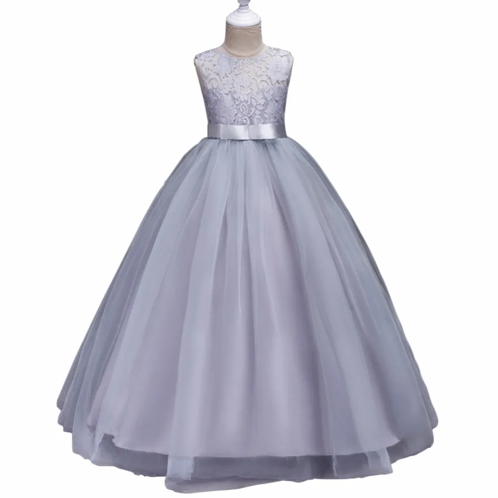 

BAOHULU 5-14Yrs Lace Teenagers Kids Girls Wedding Long Girl Dress Princess Party Pageant Formal Dress Sleeveless Girls Clothes