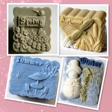 Spring, summer, autumn winter soap mold handmade craft silicone soap mould One year 4 seasons gary rhodes cookery year spring into summer