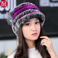 Женские вязаные шапки из меха кролика рекс шапки ручной работы Настоящий мех кролика шапка женская натуральная шапка из меха кролика рекс оптом и в розницу