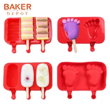 BAKER DEPOT, силиконовая форма для мороженого, овальная форма для ног, замороженный кубик льда, поднос для шоколада, конфет, детское ледяное мороженое на палочке, производитель