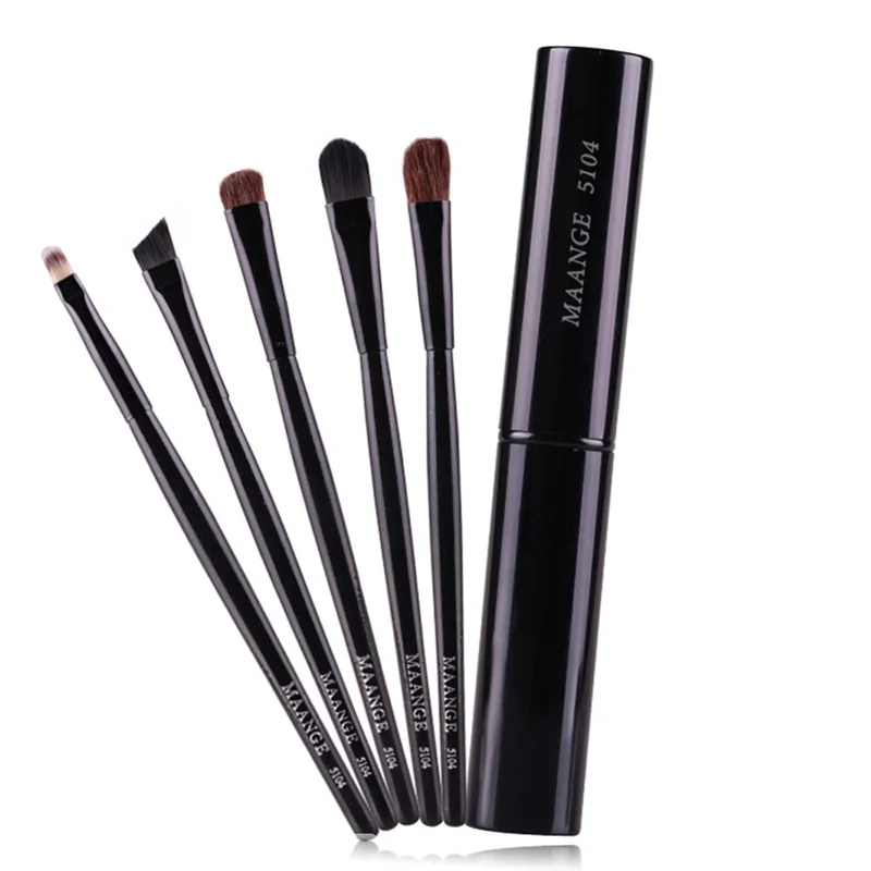 

FGHGF 5pcs Pro Eye Shadow Brushes Set Eyes Lips Eyebrow Eyeliner Makeup Brushes Cosmetic Make Up Tool Case Kit With Logo