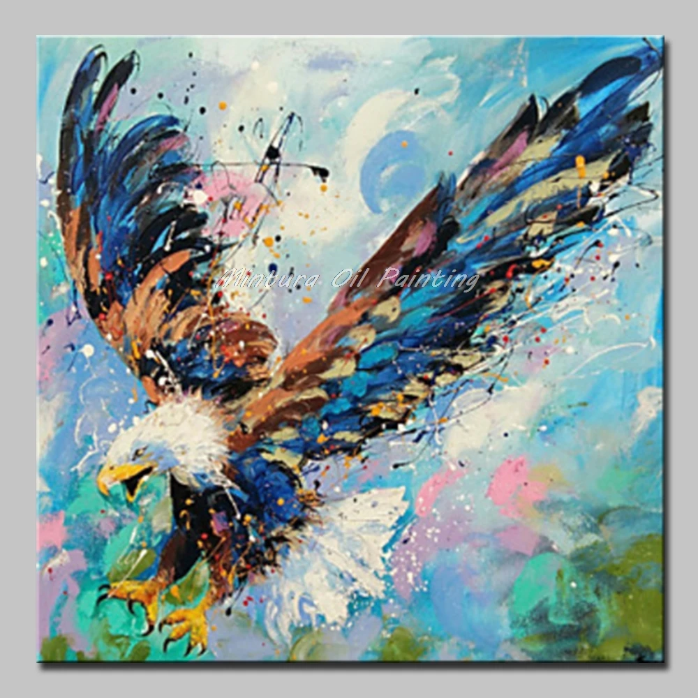 Mintura Modern Animal Oil Paintings Different Kinds of Flying Animals Art  Hand Painted Acrylic Canvas Wall Sticker No Framed|Painting & Calligraphy|  - AliExpress