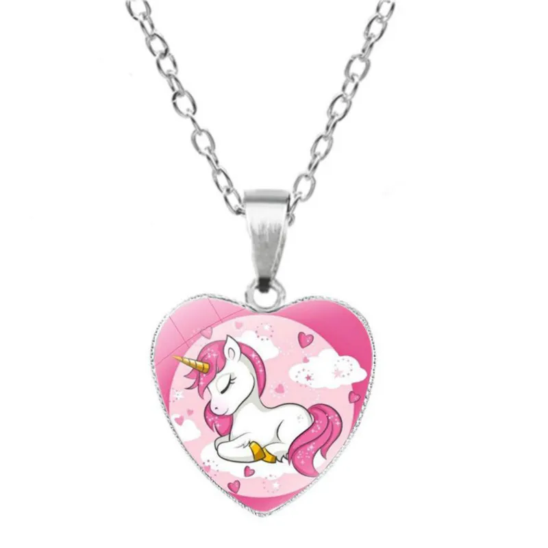 Мультяшное ожерелье в форме сердца с единорогом для женщин, корейские модные милые стильные ожерелья, ювелирные изделия, подарок для детей - Окраска металла: 6