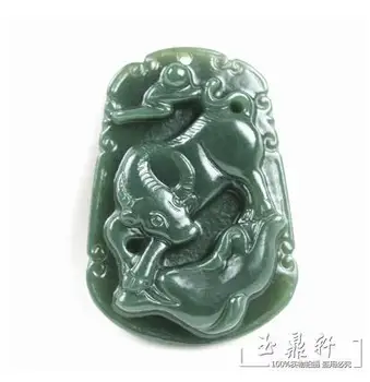 

Opening of Xinjiang Hetianqingyu natural jade pendant zodiac pendants zodiac ox security and peace with certificate