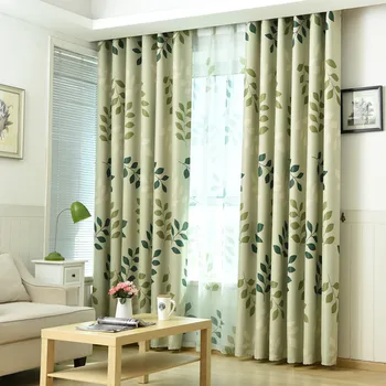 

Modern Green Leaf Pattern Ready Made Custom Curtains for Living Room Bedroom Kids Children Room Home Decoration