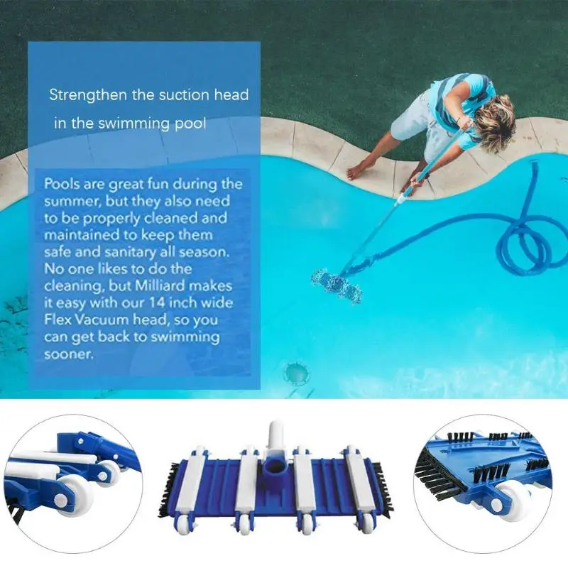 

14 inch Swimming Pool Flexible Vacuum Head with Brush Cleaner Pond Spa Sewage Suction Pool Accessories for Cleaning Debris Tool