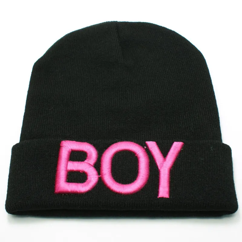 Pria Wanita 3D Bordir Hot Pink Teks BOY 