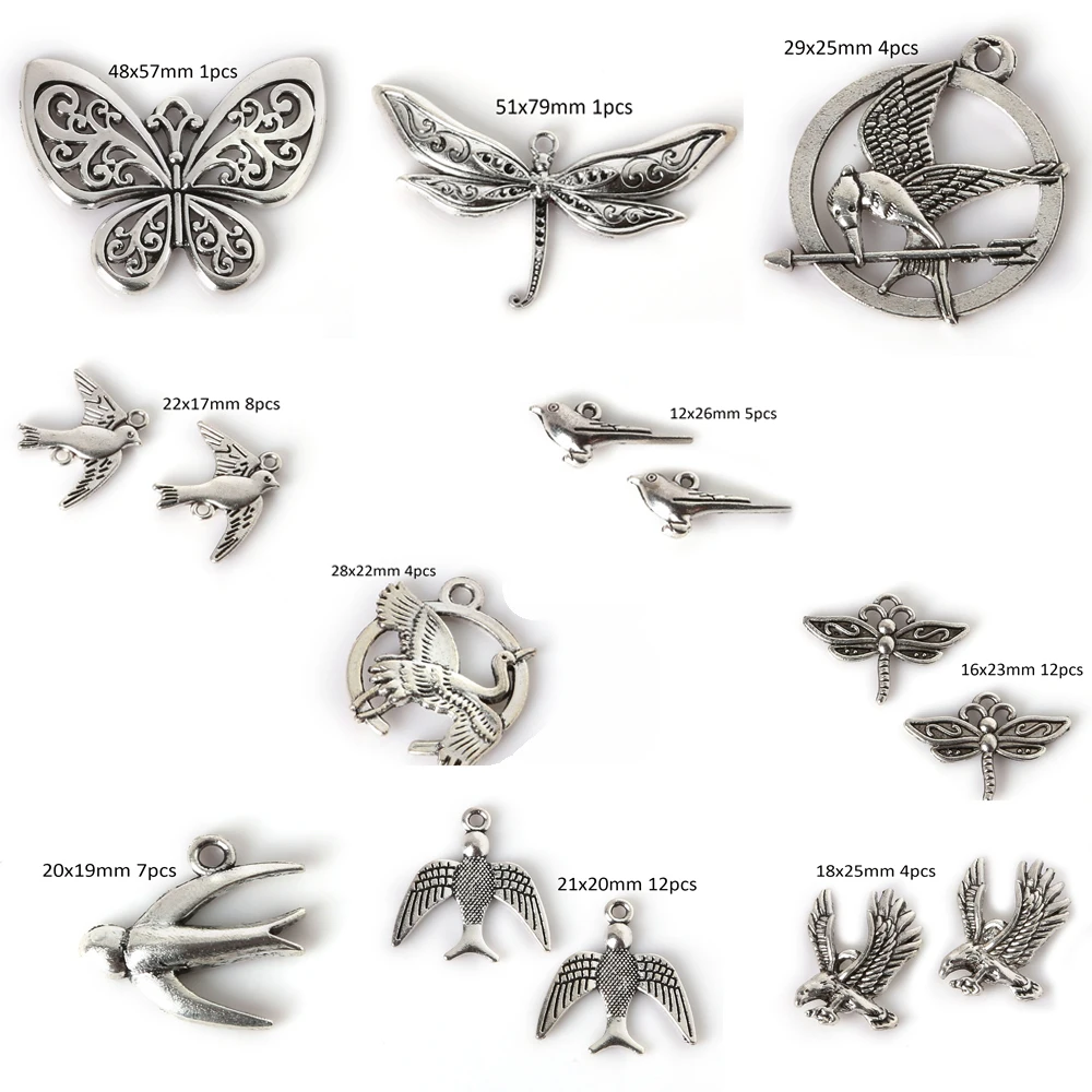 

Antique Silver Animal Butterfly Dragonfly Bird Swallow Metal Charms Pendant for DIY Vintage Choker Necklace Bracelet Jewelry