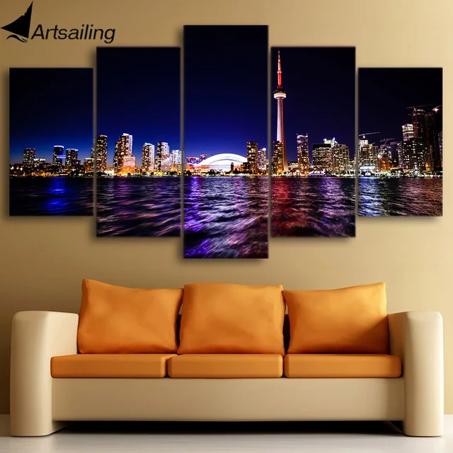 Canvas Painting Printed 5 Pieces Downtown Toronto City Wall Art Canvas Painting Printed 5 Pieces Downtown Toronto City Wall Art Pictures For Living Room Bedroom