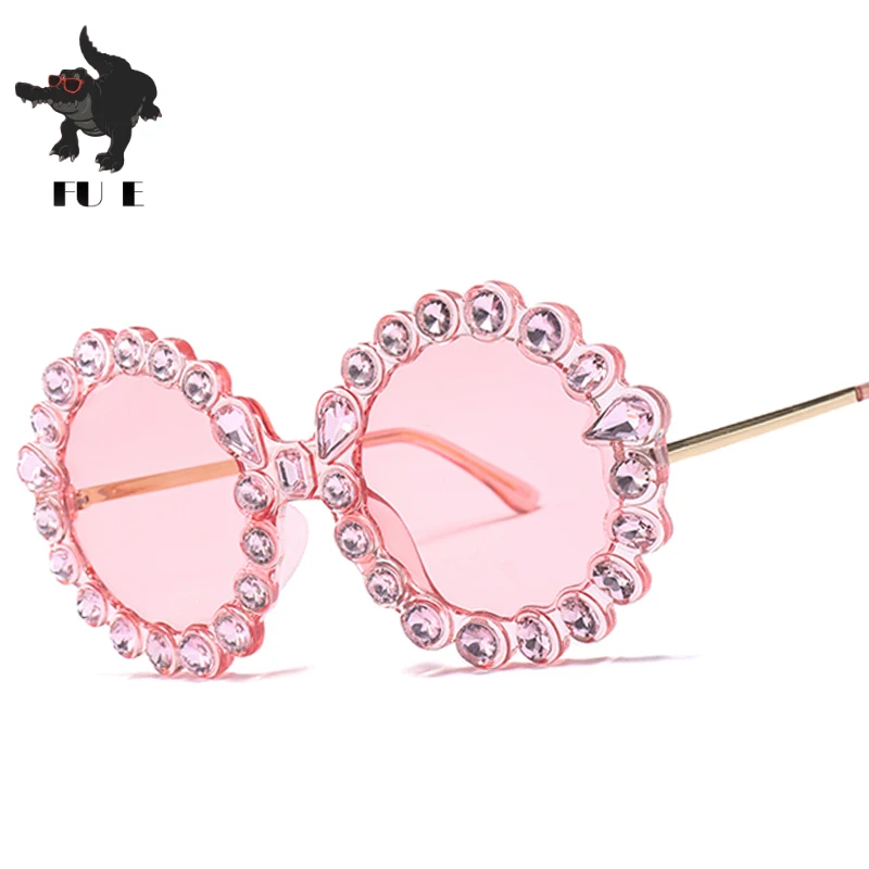 

FU E Elegant Crystal Stone Women Sunglasses Brand Designer Sunglass Woman Sexy Female Fashion Luxury Quality UV400