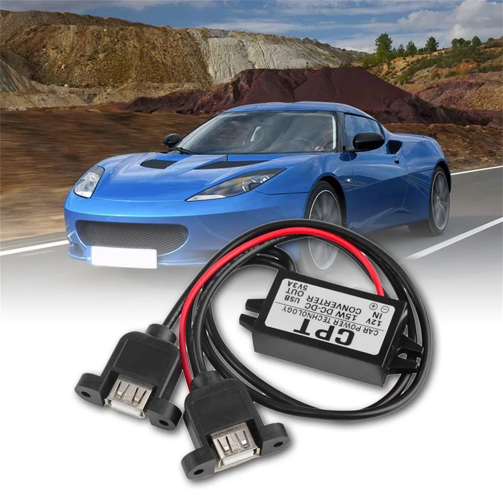 Модуль 12 В до 5 пост 3A 15 Вт USB 2 0 выходной адаптер питания Автомобильное зарядное