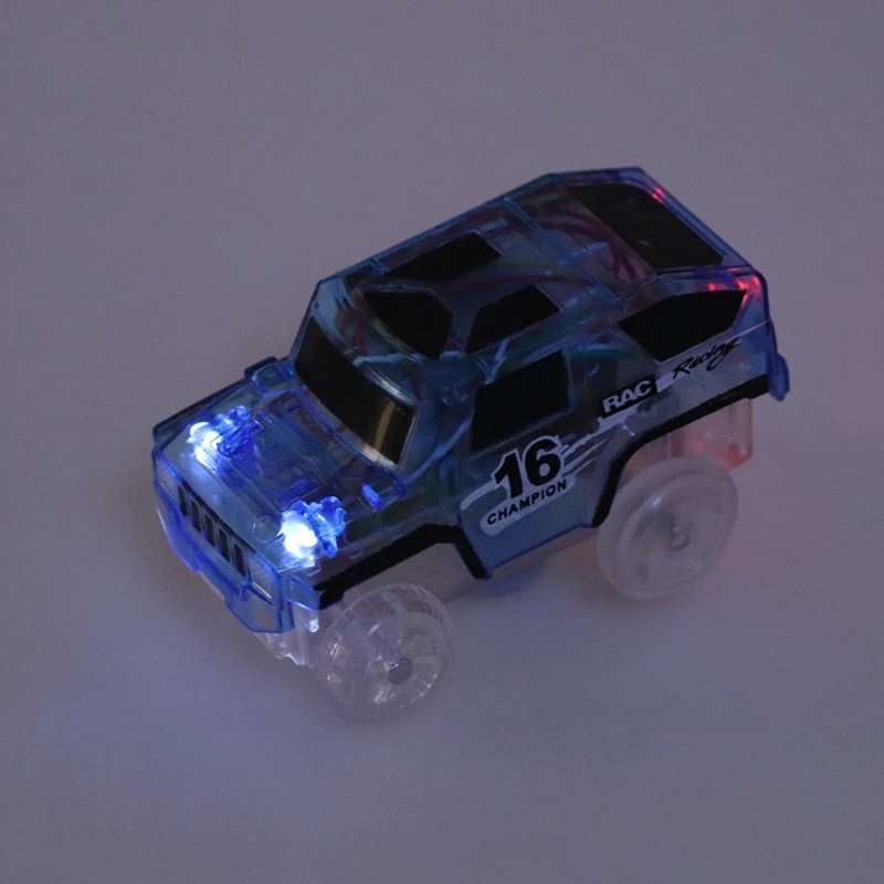 Coche de juguete LED para DIY pista mágica milagrosa brillante en Dark Bend Flex Racing Año Nuevo regalos de cumpleaños-