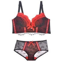 НЕТ стальное кольцо push up утолщение бюстгальтер sexy кружева бюстгальтер женщинам регулируемая нижнее белье бюстгальтер и трусики наборы