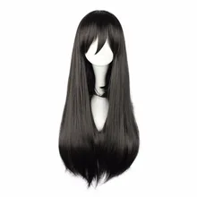 MCOSER 68 см синтетический длинный прямой волос черный цвет Высокая температура волокно косплей парик WIG-555E