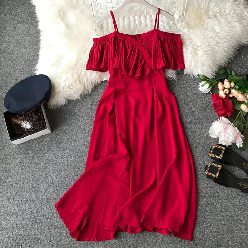 Вечернее платье Vrouwen Zomer Jurk Koreaanse gepluide без бретелек Boho Beach Lange Elegante Jurken шифоновое