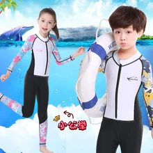 Детский Гидрокостюм из лайкры для мальчиков и девочек, костюм для дайвинга, полный купальник, гидрокостюмы для плавания с длинными рукавами для детей, Рашгард
