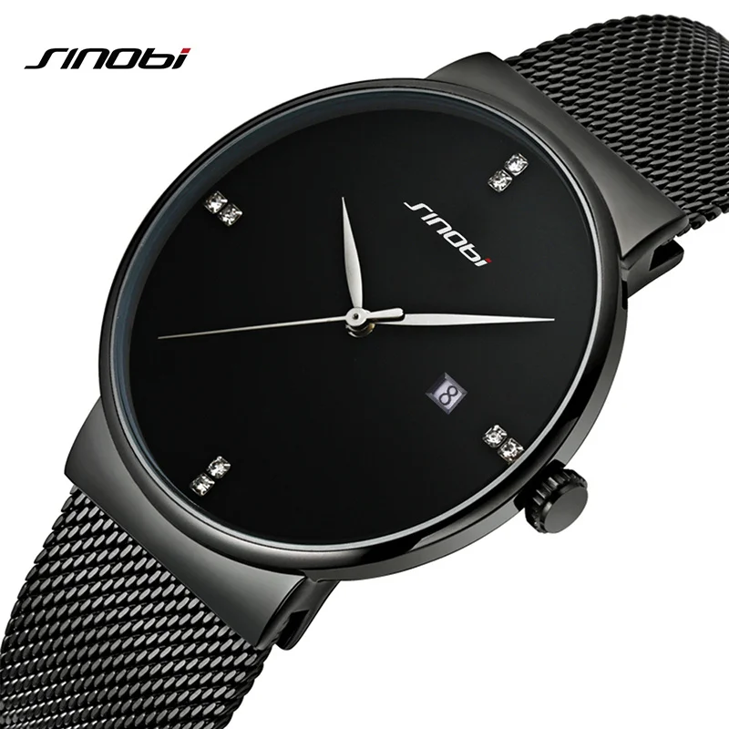 SINOBI Men Quartz Watch Luxury Top Brand Fashion Mesh Delicate Ultra