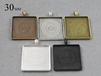 

25 Pieces 30mm Square Pendant Tray, 30mm Square Cabochon Setting in Silver, Bronze, Copper, Antique Silvertheof