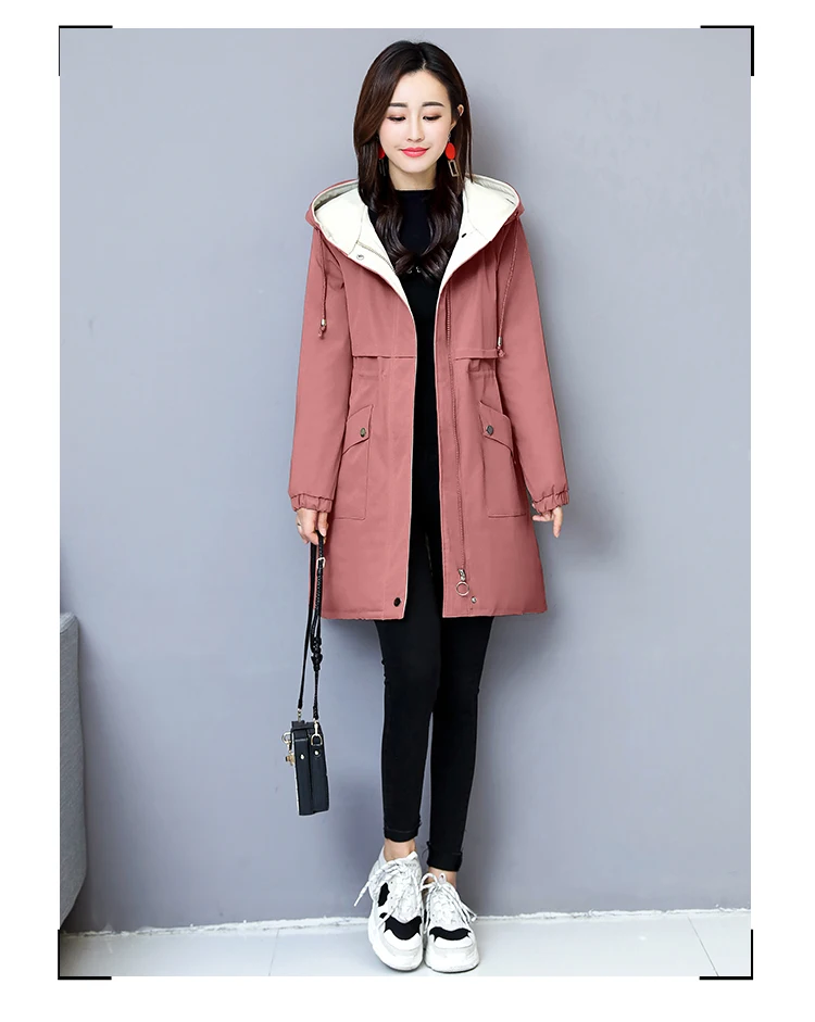 Женская ветровка средней длины, Корейская версия, осень и зима, новое хлопковое утолщенное Женское пальто для отдыха, модное хлопковое пальто