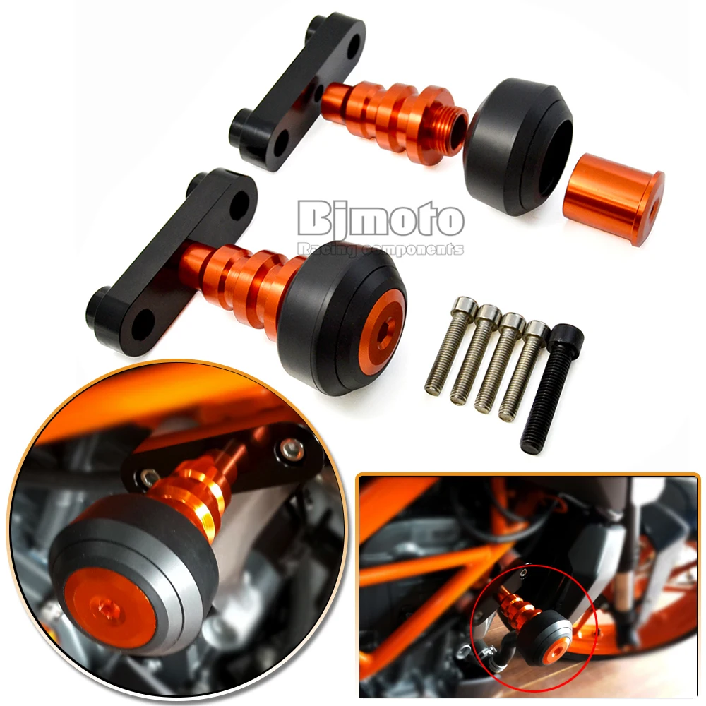 

FS-KT003-OR New Motorcycle Aluminum Orange Motorbike Left and Right Frame Slider Anti Crash Protector For KTM DUKE 125/200/390