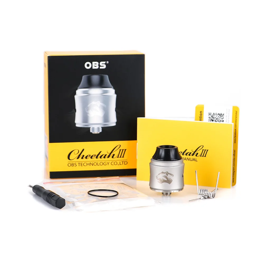 Vape tank OBS Cheetah III RDA с 25 мм для двойных катушек строительства и управления средним