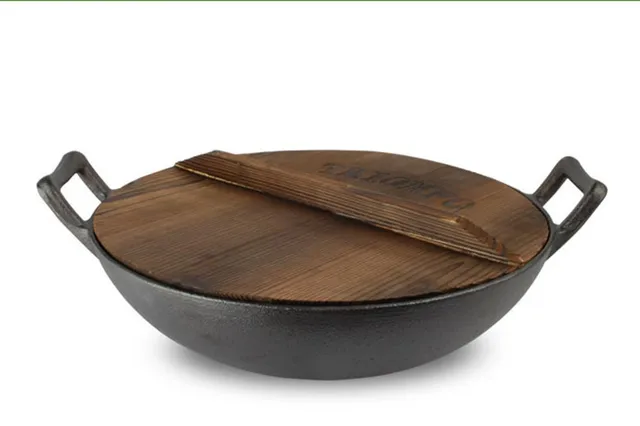 Cast Iron Wok Old Fashioned Traditional Pig Pots And Pans Cast Iron Wok Old Fashioned Traditional Pig Pots And Pans Coating Cookware Thickening Electromagnetic Furnace