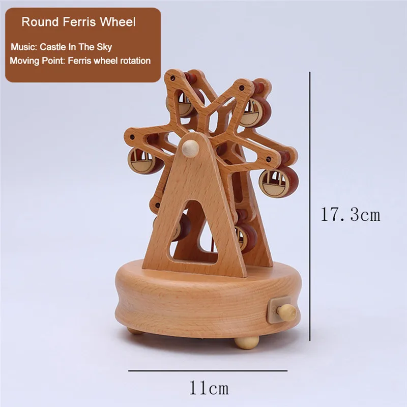 10 Type Wooden Music Box Creative Gift Gifts For Kids Musical Carousel Ferris Wheel Boxes Boxs Navidad Decorations For Home