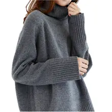 2019 autumn Winter Turtleneck Sweaters  Warm Women Jumper Female Loose Gray Pullover Pull Knitted 