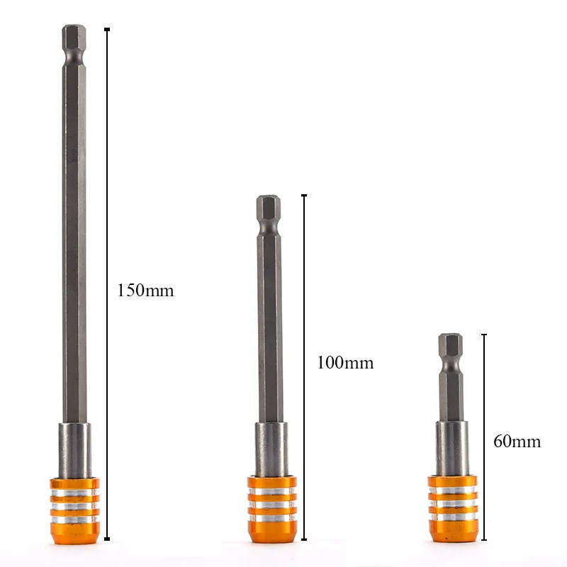 Новинка 3 шт. 60/100/150 мм Магнитная отвертка держатель бит 1/" шестигранный хвостовик быстроразъемный держатель мелких предметов удлинители
