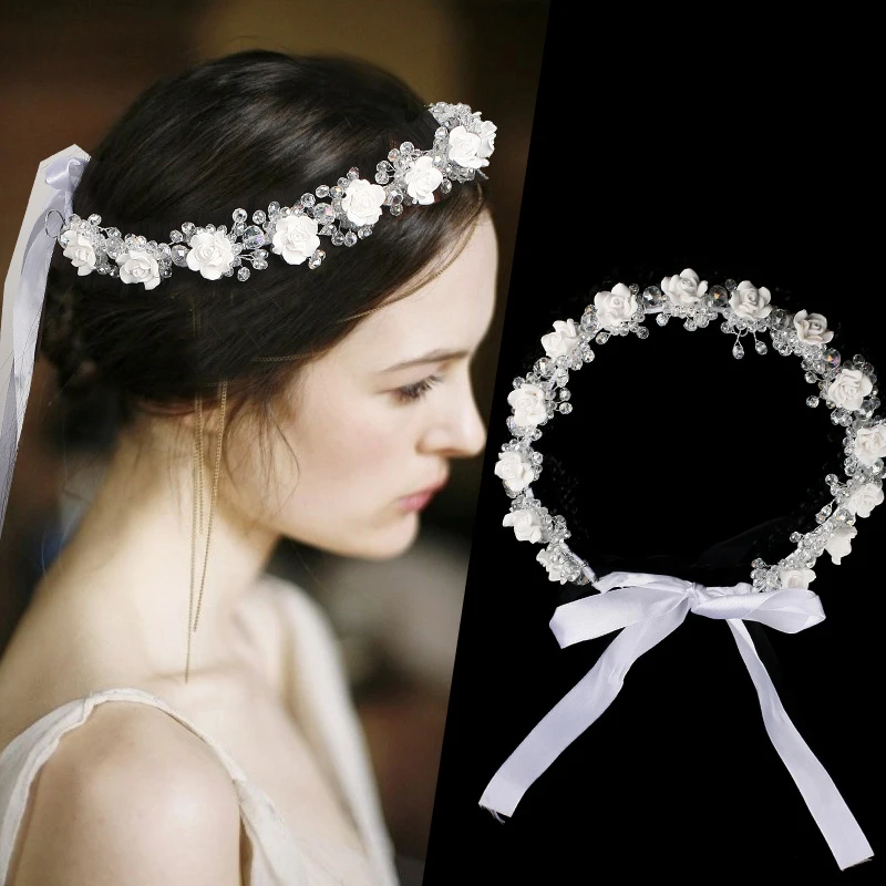 Handmade Contas de Cristal Cabelo de Noiva Flor de Strass Cabelo Jóias Prom Mantilha Headpieces Casamento Mulheres Meninas Acessórios Para o Cabelo (16)