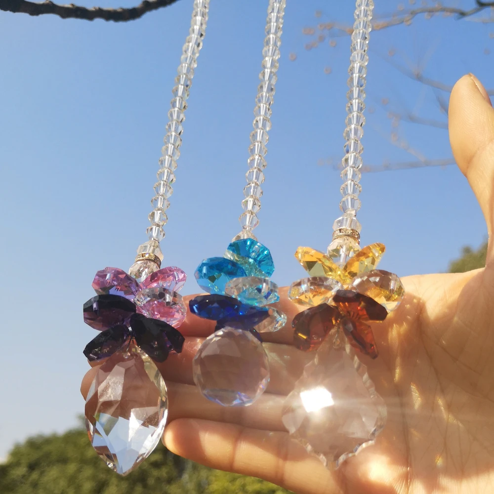 3 шт./партия Chakra хрустальные подсолнечники хрустальная люстра Призма подвеска Радуга производитель подвесная чакра каскад Suncatcher