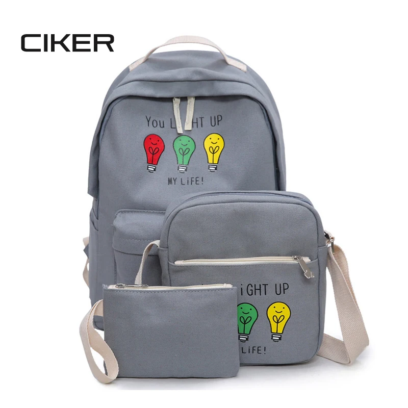 CIKER 2017 new design 3pcs set printing backpack women school bags laptop backpacks for teenage girls