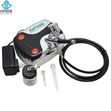 OPHIR 0.3mm Dual Action Airbrush Kit with Air Compressor for Cake Decorating Temporary Tattoo Nail Art Car Painting _AC002+AC005