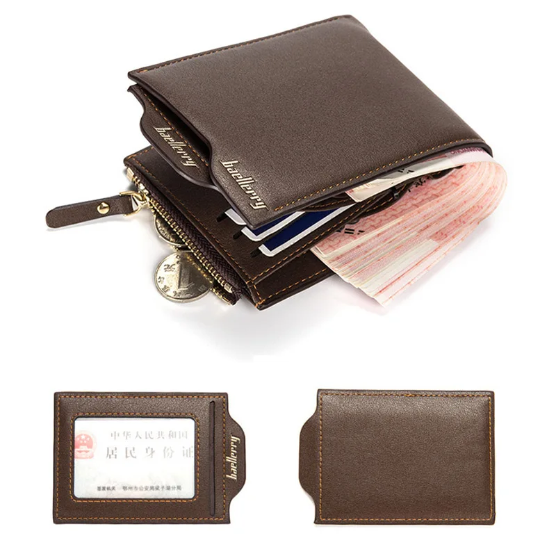 Baellerry 11,11 короткие Для мужчин s кошельки Leather Coin Pocket ID кредитных держатель для карт мужской кошелек Для мужчин молнии деньги кошельки сумка клатч W022