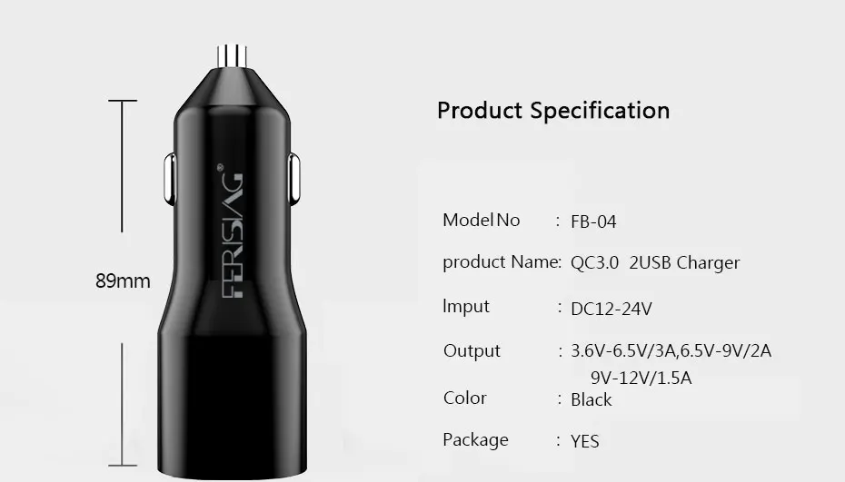 Зарядное устройство Ferising 2-в-1 автомобиля Зарядное устройство Тип usb C Car-Зарядное устройство для телефона Quick Charge 3,0 Зарядное устройство для автомобиля Универсальный USB Зарядное устройство для смартфонов