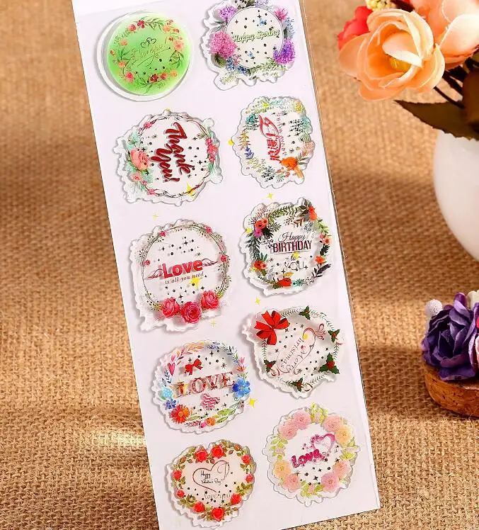 

1pcs Beautiful dream enamel Epoxy crystal gilding stickers Love flowers gilding Epoxy crystal guilloche stickers 6 selection