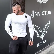 Brand Men fashion t-shirts 2017 spring Slim Fit t shirt Muscle Tops Leisure Bodybuilding Long Sleeve Fitness personality tees