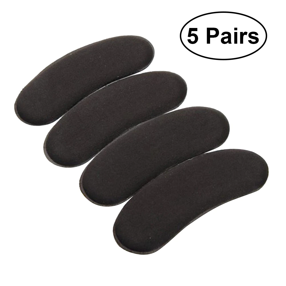

5 Pair Heel Grips Heel Liner Cushions Self Adhesive Sponge Heel Insole Cushions Pads Stickers (Black)