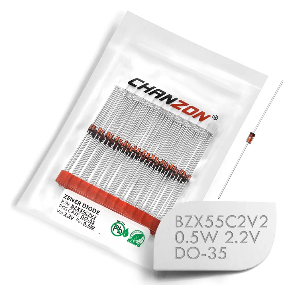 (100 шт.) BZX55C2V2 Зенер диод 0 5 Вт 2 в DO 35 (DO 204AH) вольт 2V2|Диоды| |