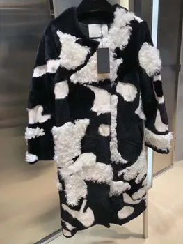 

The new abrigos mujer inviemo 2018 rex rabbit fur lamb hair splice fur coat high quality fashion temperment plaszcze damskie