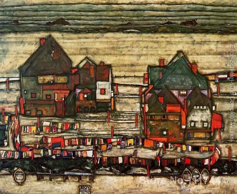 Пейзаж искусство абстрактные дома с Прачечная Aka seeberg II Egon Schiele картины для