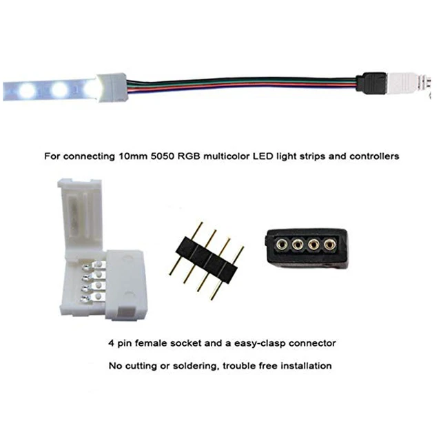 Kit de connecteur de bande de led pour 5050 10mm 4pin comprend 8