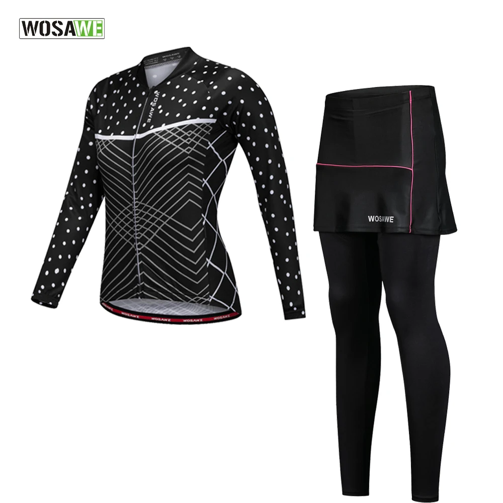 

WOSAWE Women Cycling Jersey Sets Breathable Mountian Bicycle Clothes Ropa Ciclismo MTB Bike Clothes Female long cycle jersey