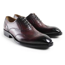 2017 Hot Italy Flat Vintage Retro Custom Mens Oxford Shoes Formal Dress Wedding Party Business Real Genuine Leather Original