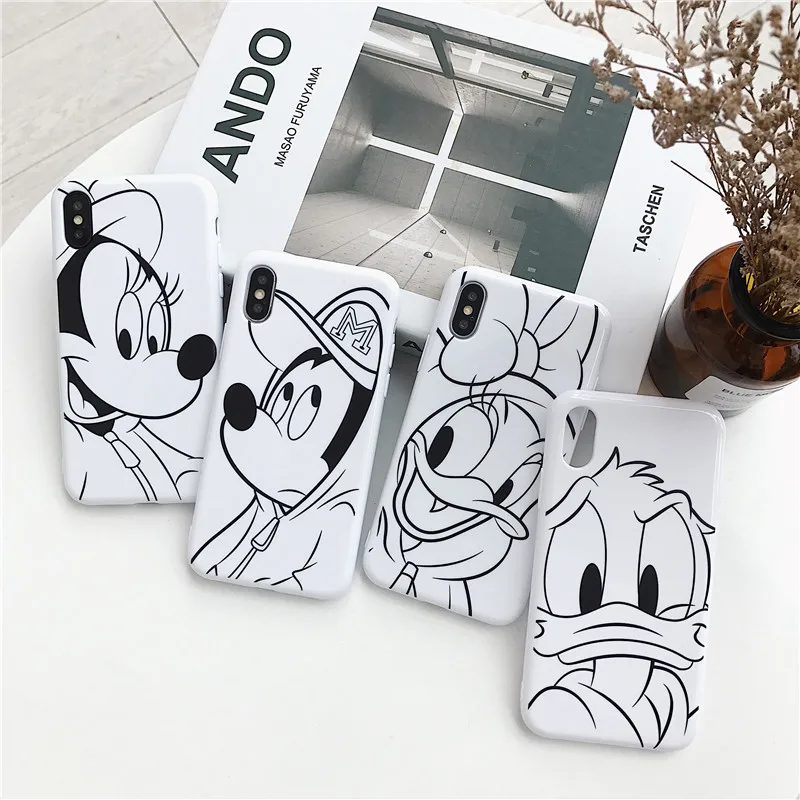 

Cute Cartoon Minnie Mickey Donald Duck Case For iPhone 8 7 6S 6 Plus Soft Silicone TPU Back Cover For iPhone X XR XS Max Case