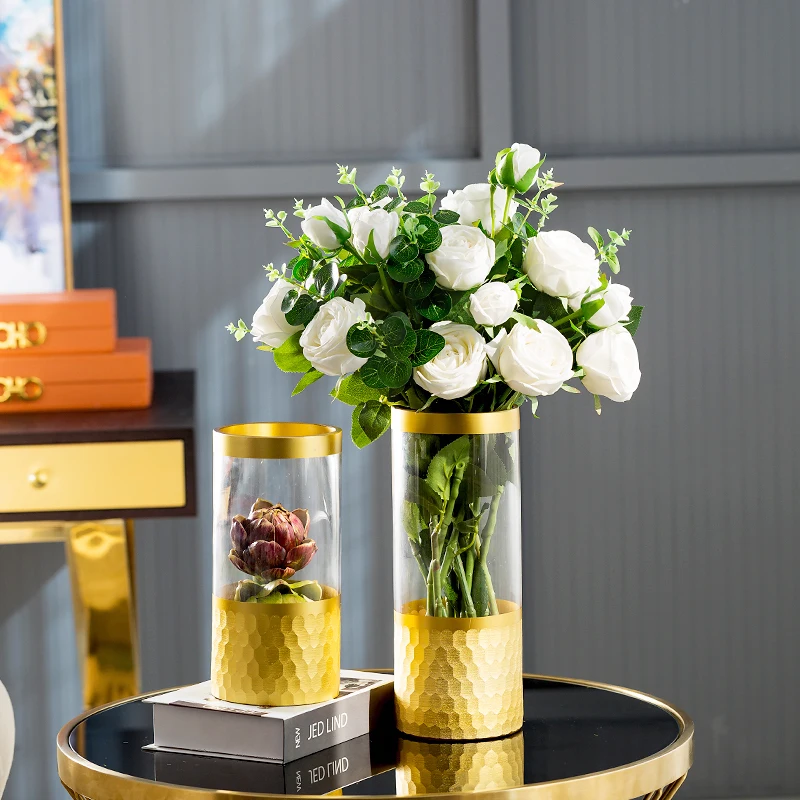 

Creative Electroplated glass flowers vase home decor crafts room decoration objects parlor Dried flowers vase study ornaments