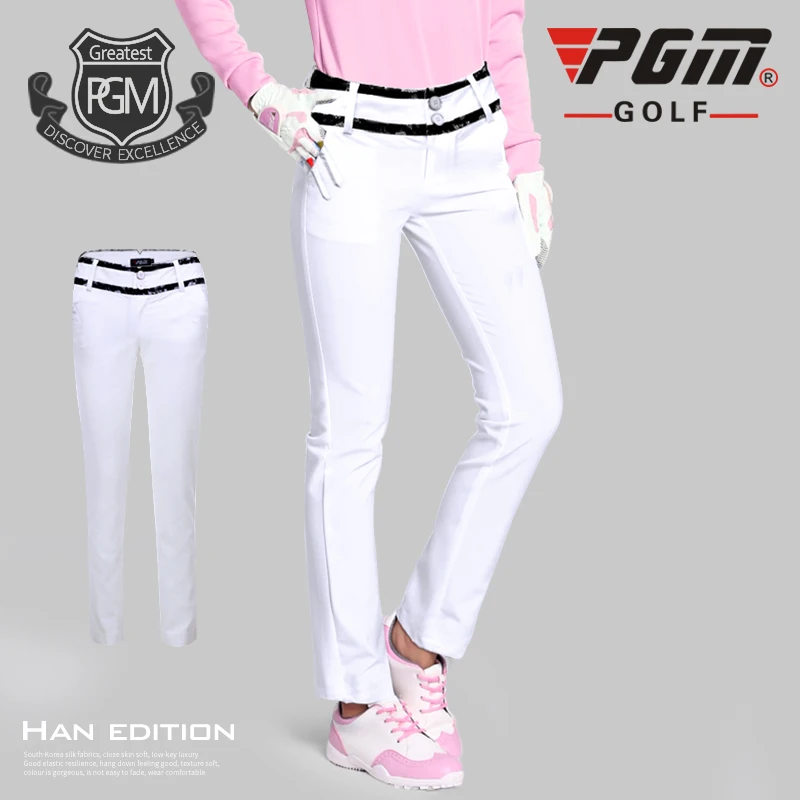 

PGM autumn Women Golf Pants Elasticity Breathable Waterproof Black lace White Fitness Travel Four Seasons Sport Pants