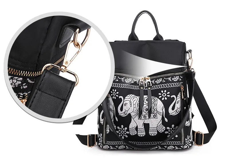 3-в-1 Для женщин рюкзаки модные кофточки с изображением слона сумки на плечо из искусственной кожи и оксфордская школьная сумка женская Повседневное дорожные сумки Mochila
