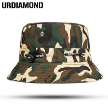 Urdiamond бренд Для женщин Мужская Панама ведро шапки Панама с камуфляжным принтом грустной мальчик кепки с плоским козырьком для Мужская шапочка из спандекса хлопок Boonie Панама от солнца