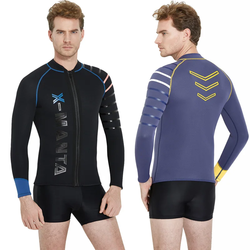 

3mm Neoprene Mens Wetsuits Long Sleeve Scuba Snorkelling Diving suit Keep warm Swimsuit Black